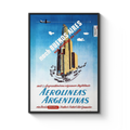 Vintage Argentina Travel Poster, Aerolineas Argentinas Buenos Aires 1950, Art Deco Aviation Wall Art Print