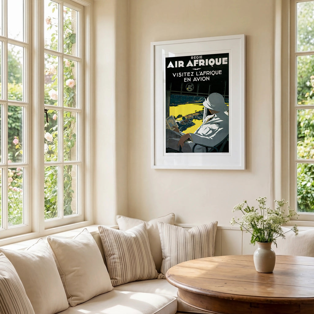 Vintage Air Afrique Travel Poster, Regie Air Afrique Visitez l'Afrique en Avion, Africa Airline Art Print