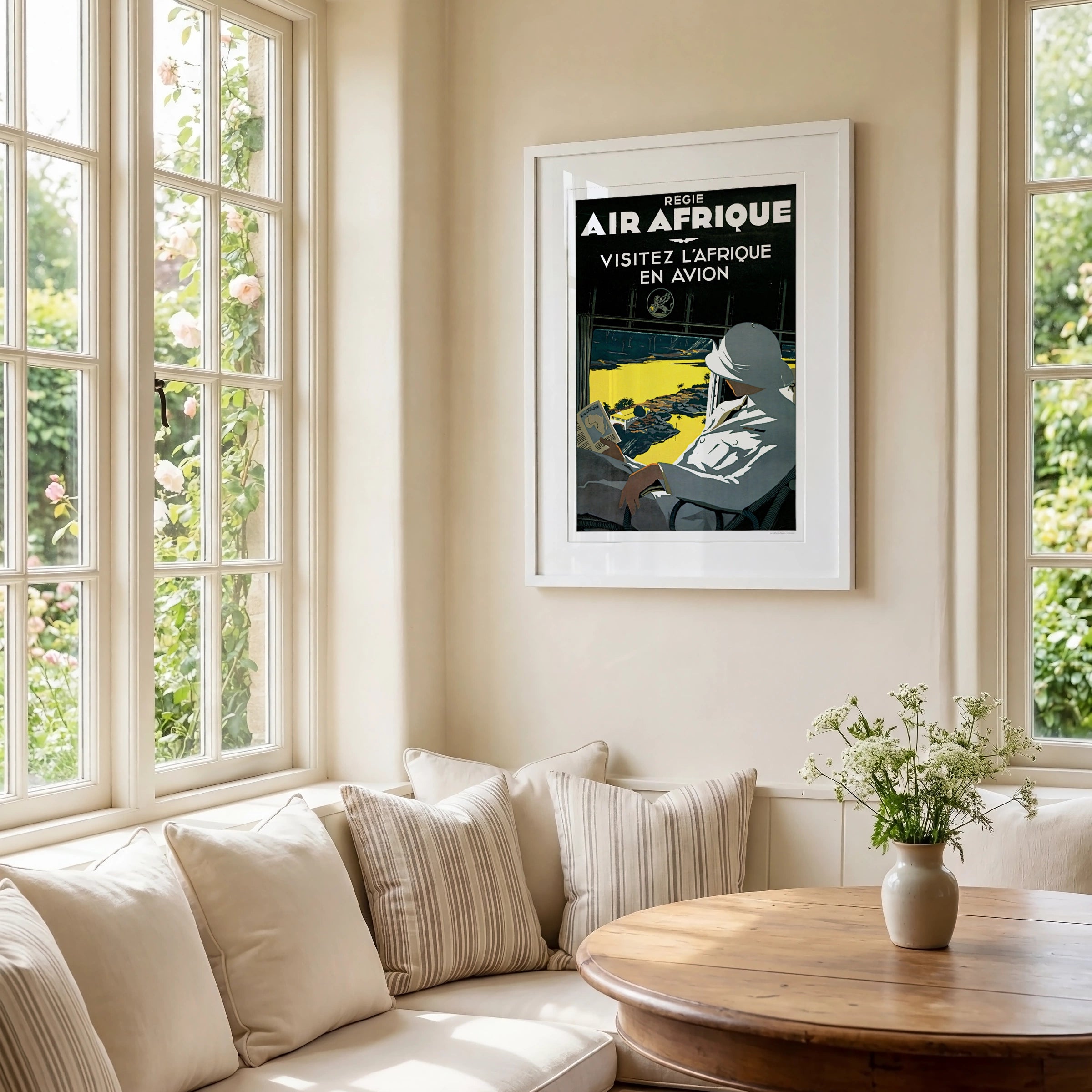 Vintage Air Afrique Travel Poster, Regie Air Afrique Visitez l'Afrique en Avion, Africa Airline Art Print
