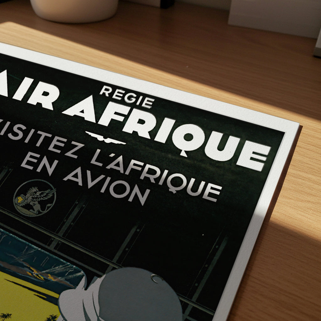 Vintage Air Afrique Travel Poster, Regie Air Afrique Visitez l'Afrique en Avion, Africa Airline Art Print