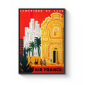 Vintage South America Travel Poster, Air France, 1960s, Architectural, Vibrant Red and Yellow Art Print