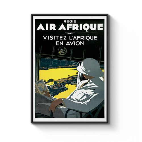 Vintage Air Afrique Travel Poster, Regie Air Afrique Visitez l'Afrique en Avion, Africa Airline Art Print