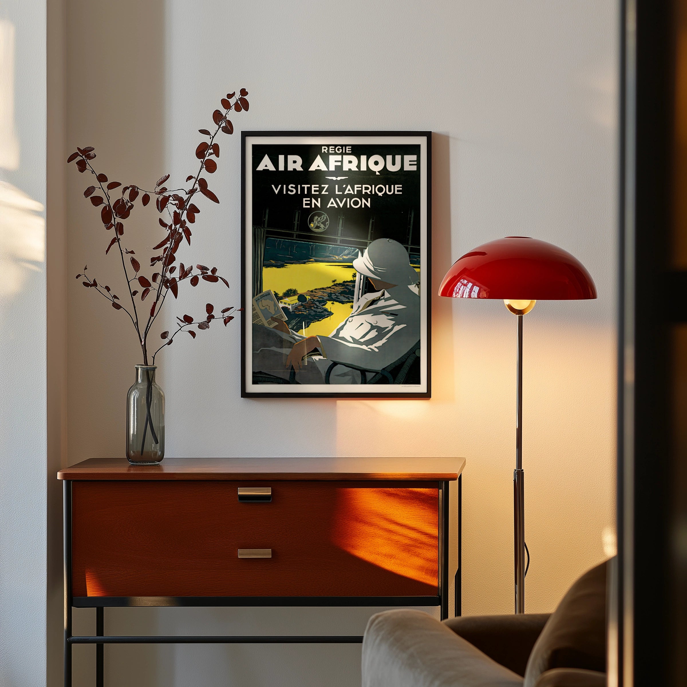 Vintage Air Afrique Travel Poster, Regie Air Afrique Visitez l'Afrique en Avion, Africa Airline Art Print