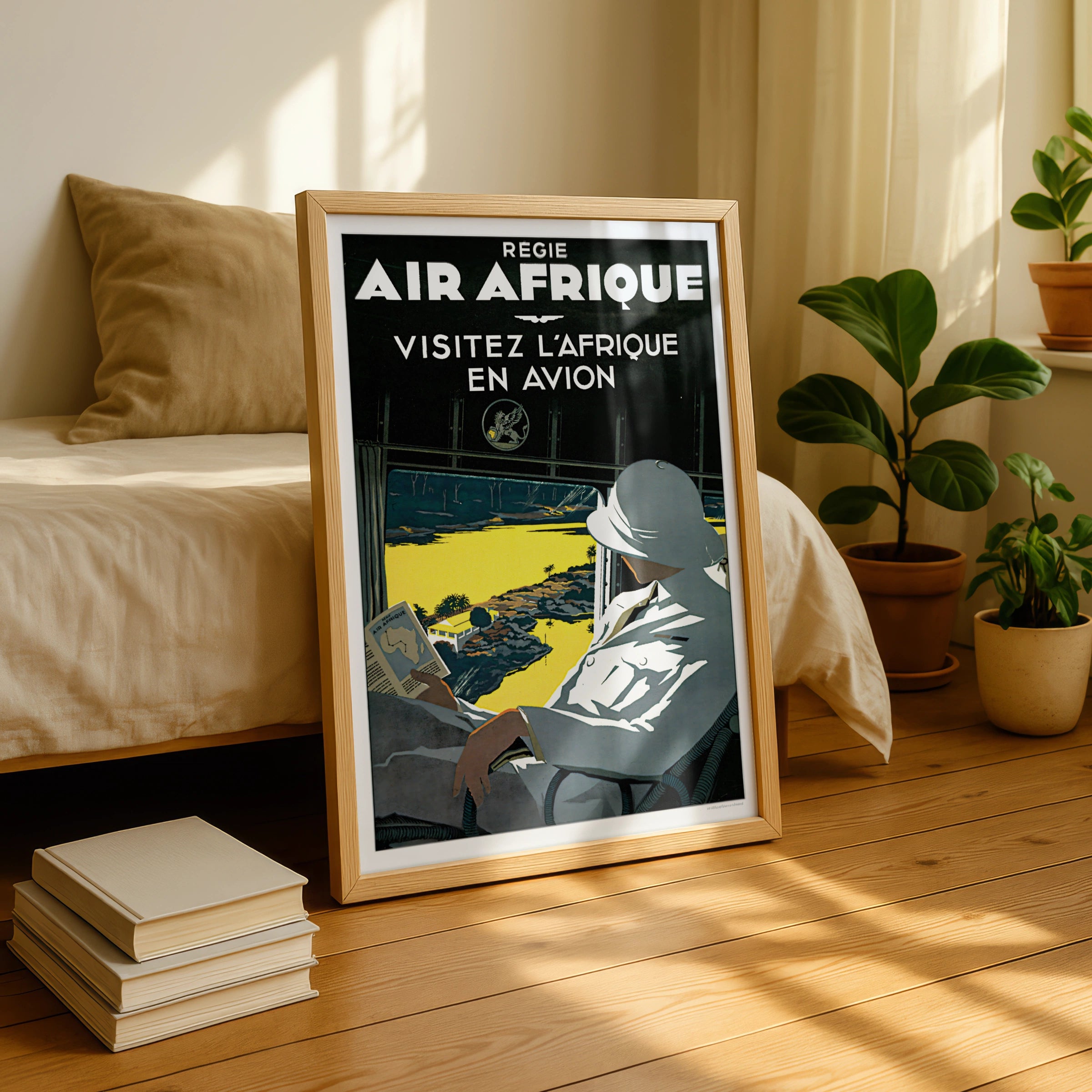 Vintage Air Afrique Travel Poster, Regie Air Afrique Visitez l'Afrique en Avion, Africa Airline Art Print