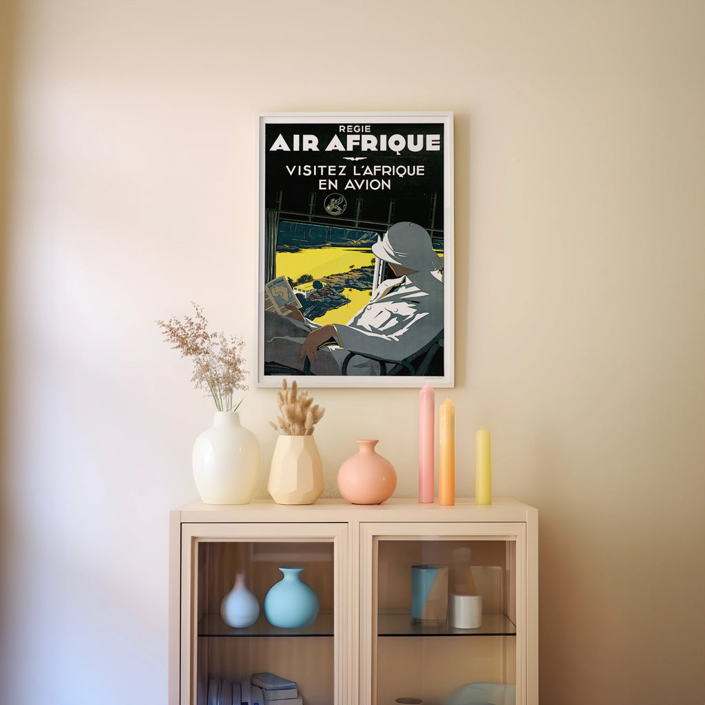 Vintage Air Afrique Travel Poster, Regie Air Afrique Visitez l'Afrique en Avion, Africa Airline Art Print