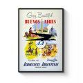 Vintage Argentina Travel Poster, Buenos Aires Aerolineas Argentinas, DC-6 Aviation Art Print