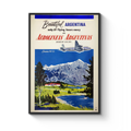 Vintage Argentina Travel Poster 1955, Aerolineas Argentinas, DC-6 Airline Art Print, Andes Mountains Wall Art
