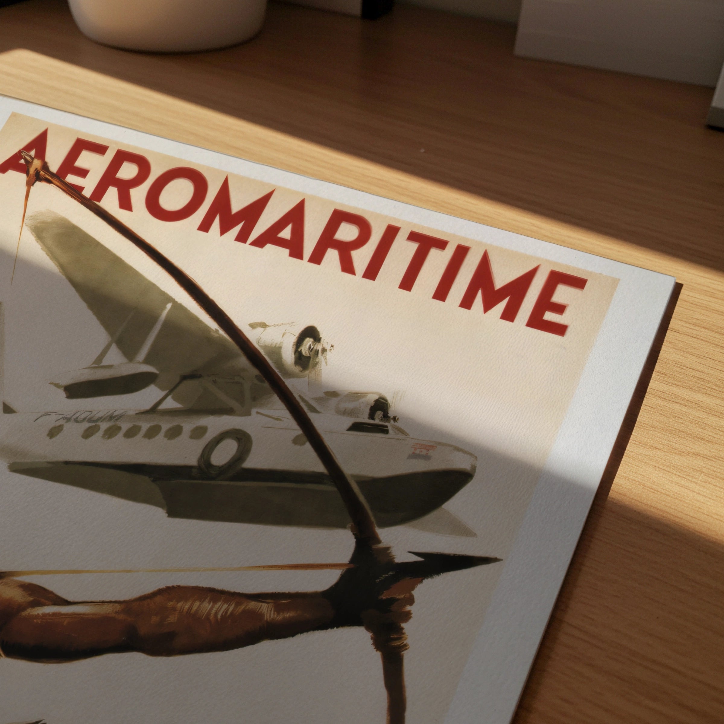 Vintage Aeromaritime 1950 Travel Poster, Africa Dakar Seaplane Art Deco Print, Chargeurs Reunis Wall Art