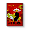 Vintage Air France Extreme-Orient Travel Poster, Europe Asia Route Map, Red Mid-Century Aviation Art Print