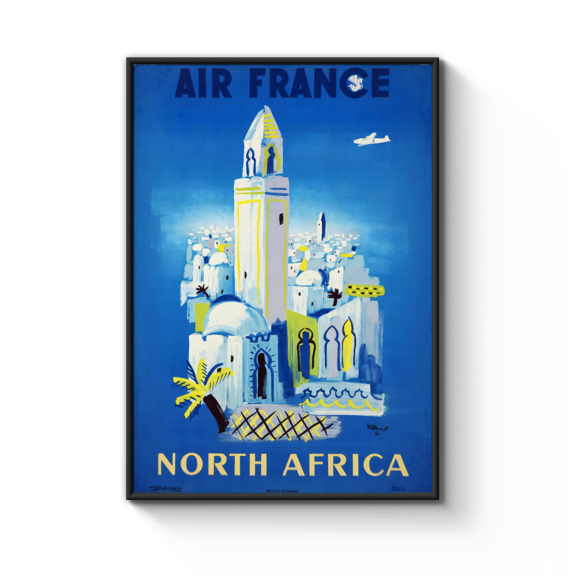 Vintage North Africa Travel Poster, 1946, Air France, Colourful Architecture, Retro Wall Art