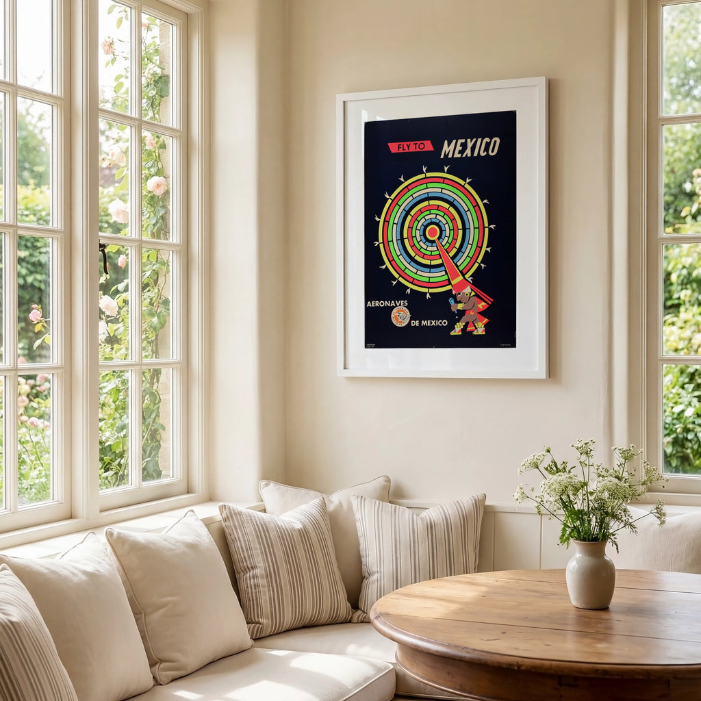 Vintage Mexico Travel Poster 1960, Aeronaves de Mexico, Fly To Mexico, Mid Century airline Art Print