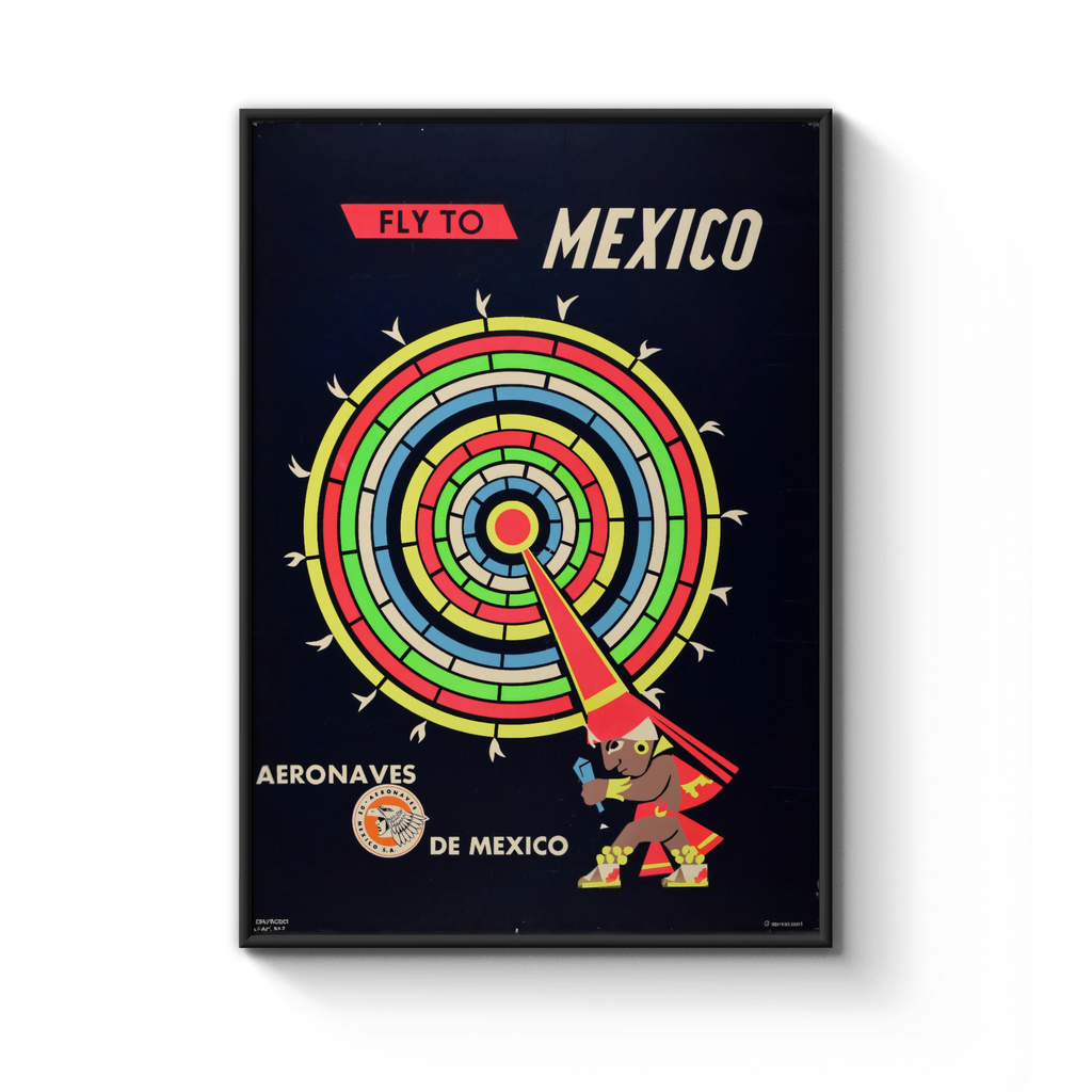 Vintage Mexico Travel Poster 1960, Aeronaves de Mexico, Fly To Mexico, Mid Century airline Art Print