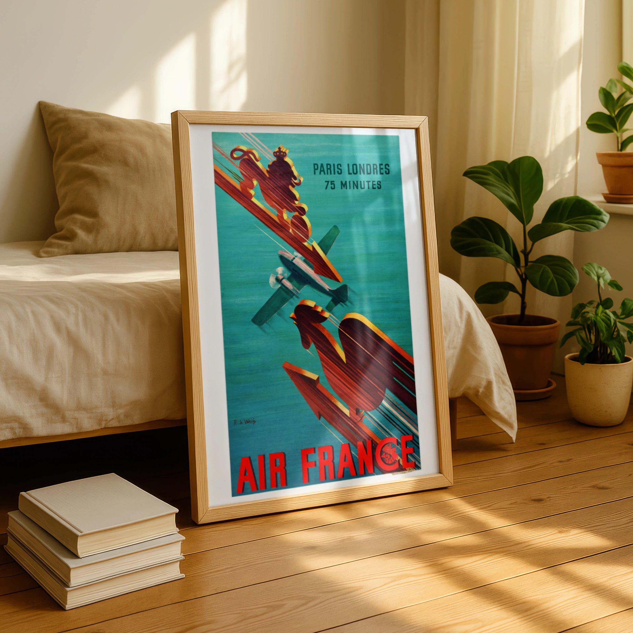 Vintage France Travel Poster, Paris Londres 75 Minutes, Air France Art Print