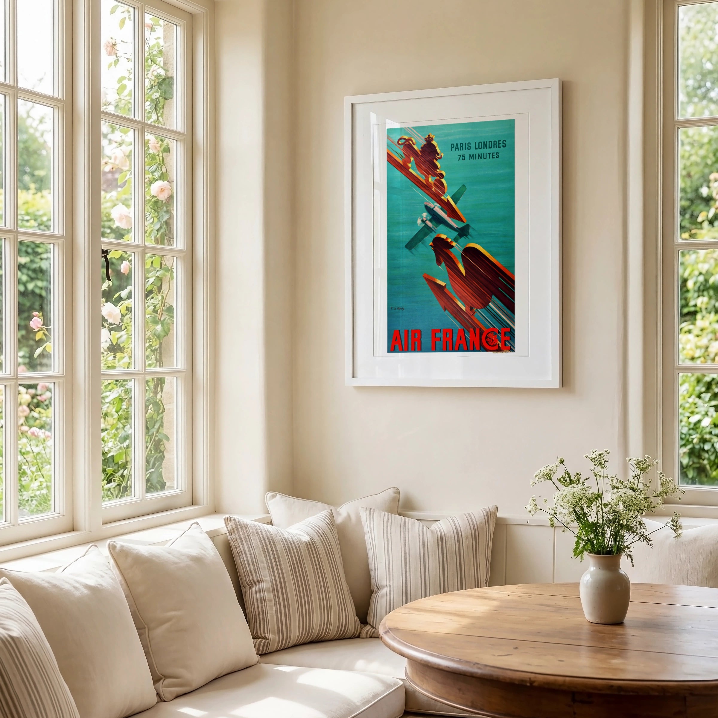 Vintage France Travel Poster, Paris Londres 75 Minutes, Air France Art Print