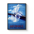 Vintage Air France Travel Poster, 1948 - Classic Aviation Art, Blue Sky, Aeroplane Propeller Design