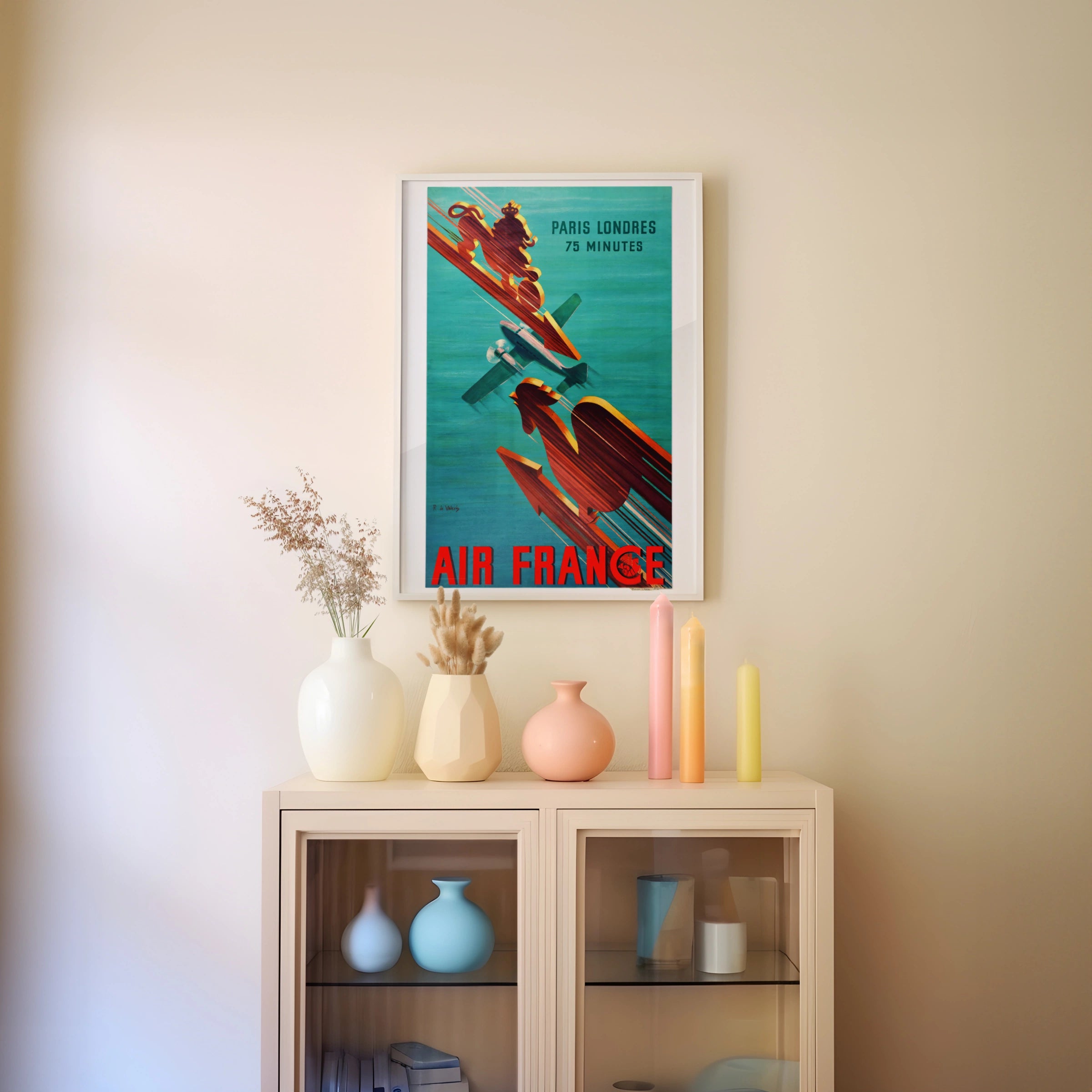 Vintage France Travel Poster, Paris Londres 75 Minutes, Air France Art Print