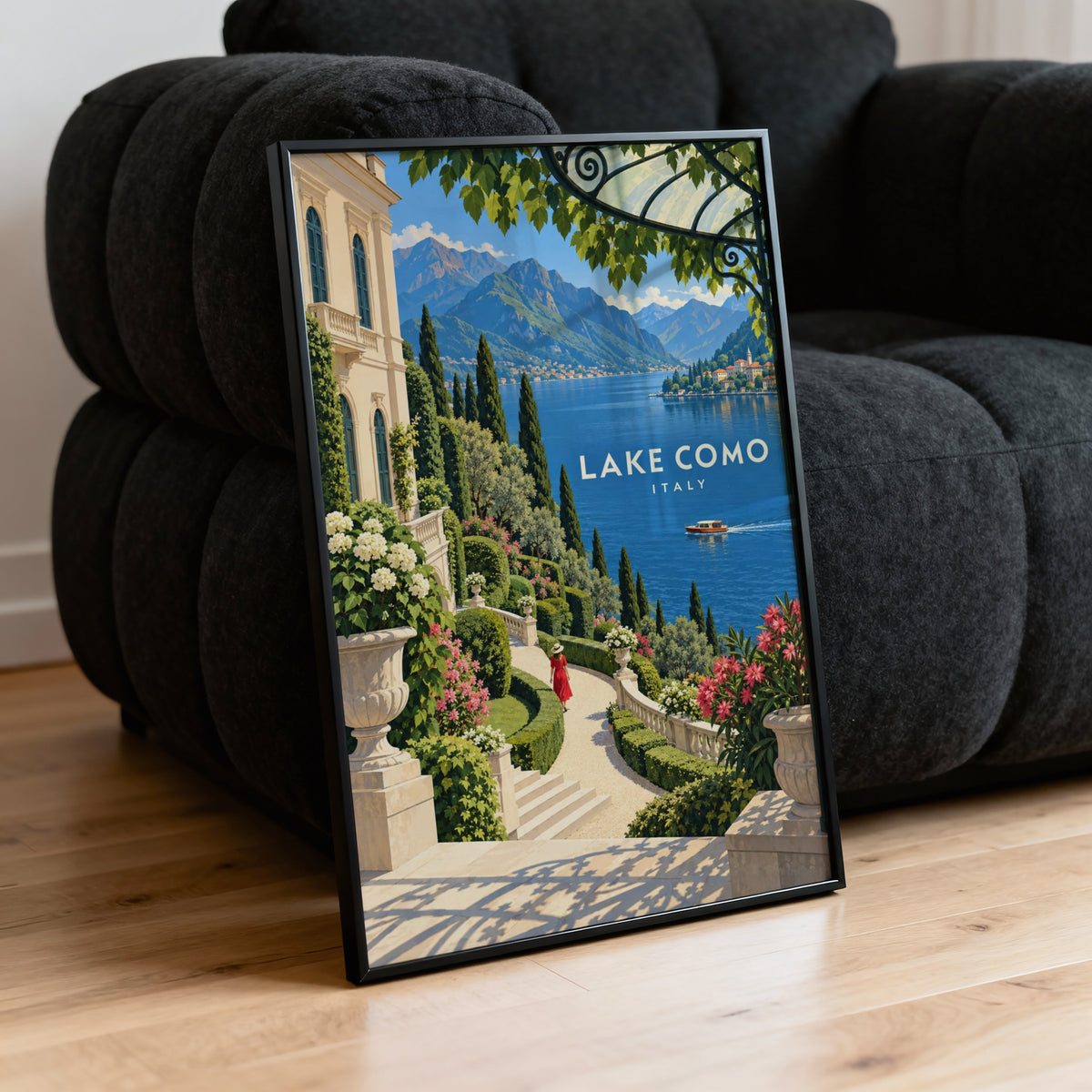 Vintage Lake Como Italy Poster, Villa Garden Wall Art, Print