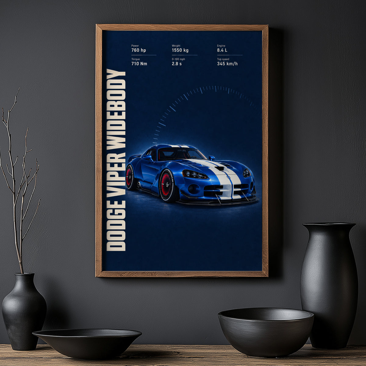 Vintage Dodge Viper Widebody Print, Car Wall Art