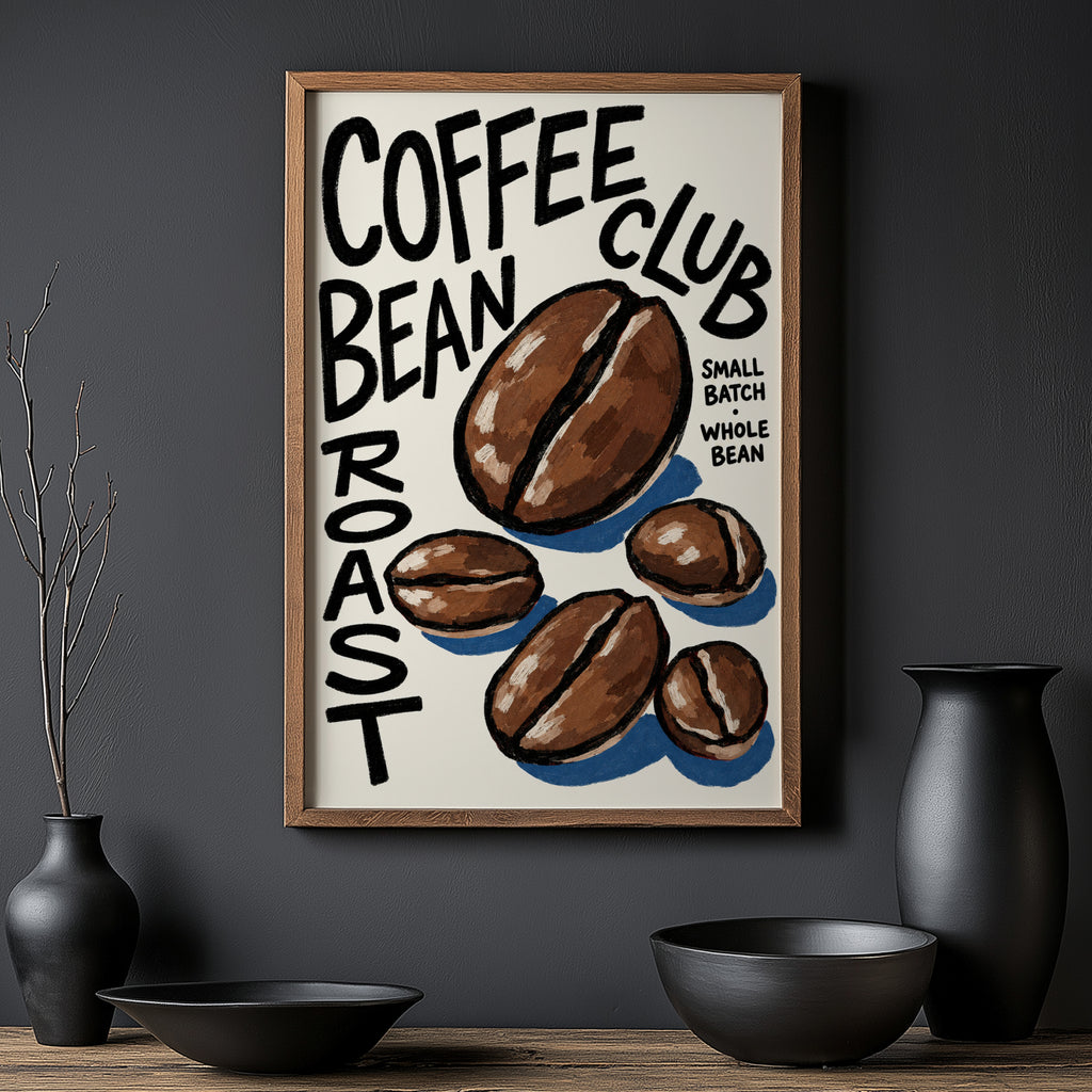 Vintage Coffee Bean Print and Poster, Kitchen Wall Art