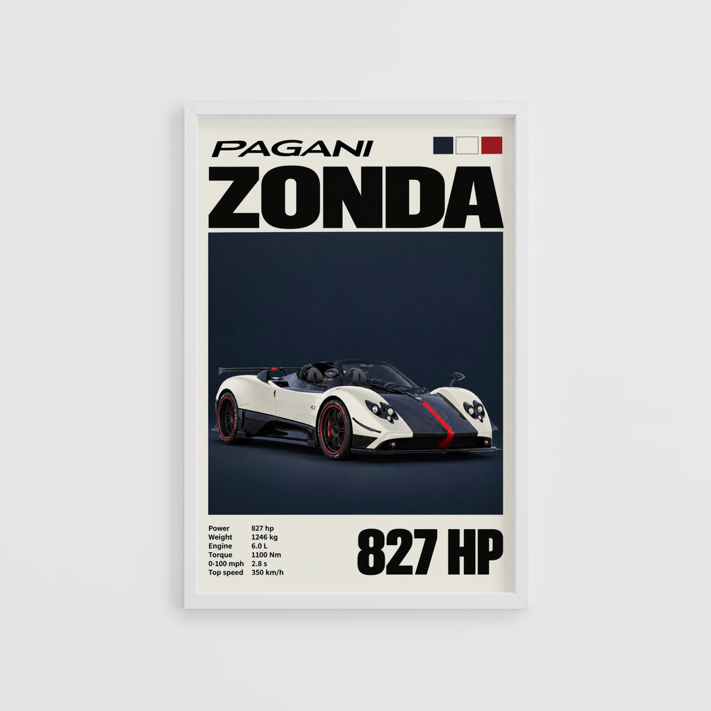 Vintage Pagani Zonda Print, Supercar Wall Art