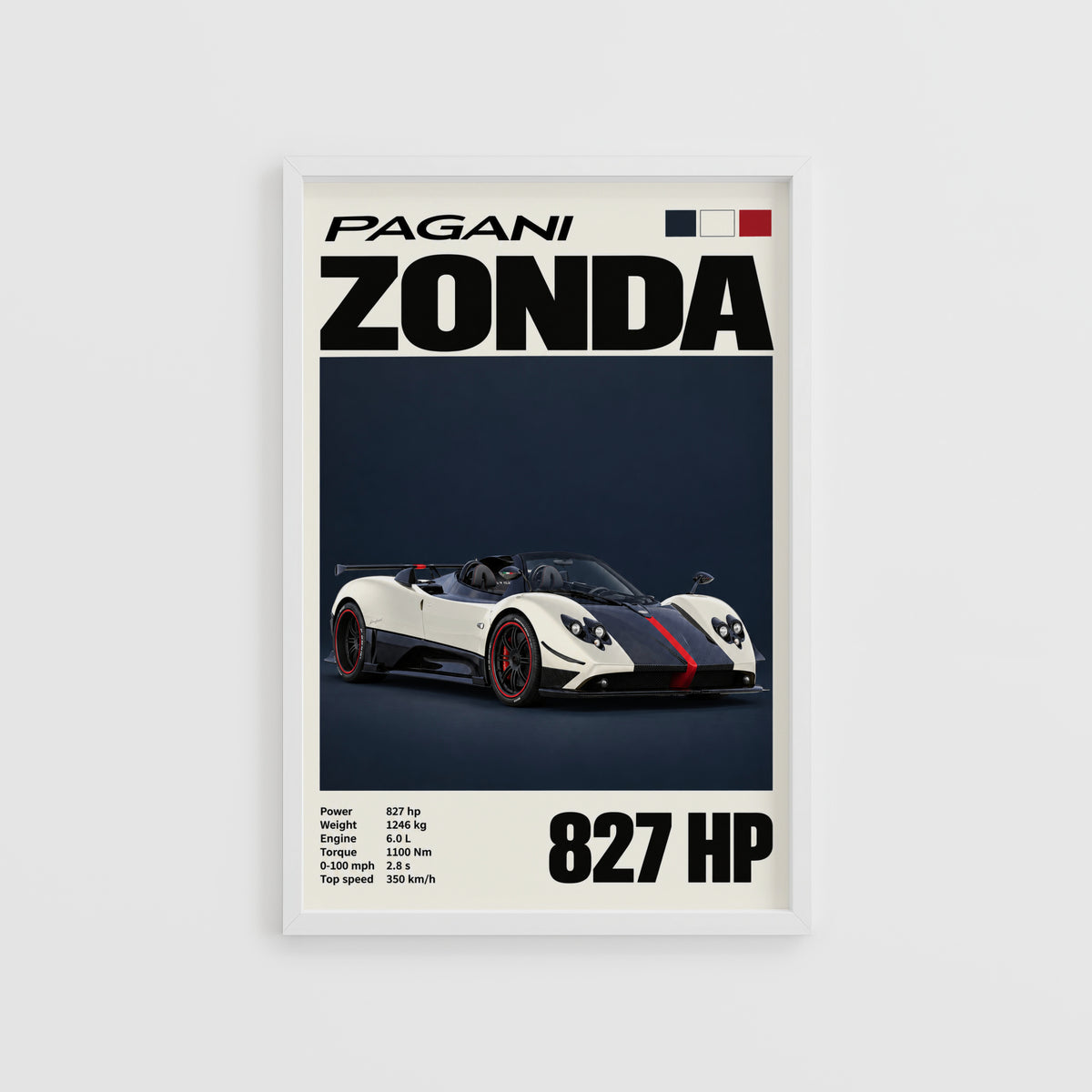 Vintage Pagani Zonda Print, Supercar Wall Art