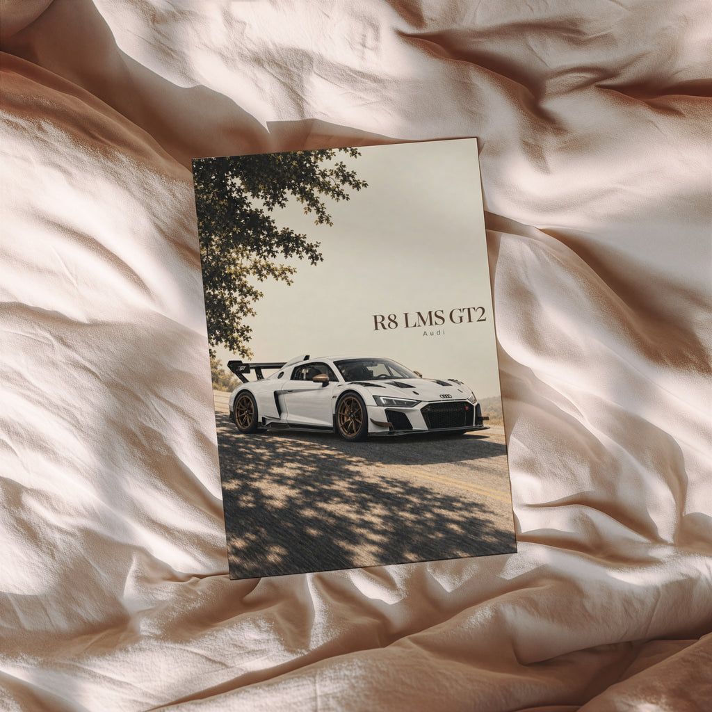 Vintage Audi R8 LMS GT2 Print, Racing Car Wall Art