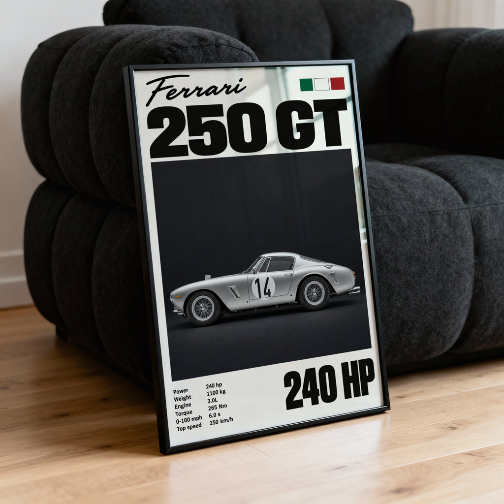 Vintage Ferrari 250 GT Print, Car Poster Wall Art