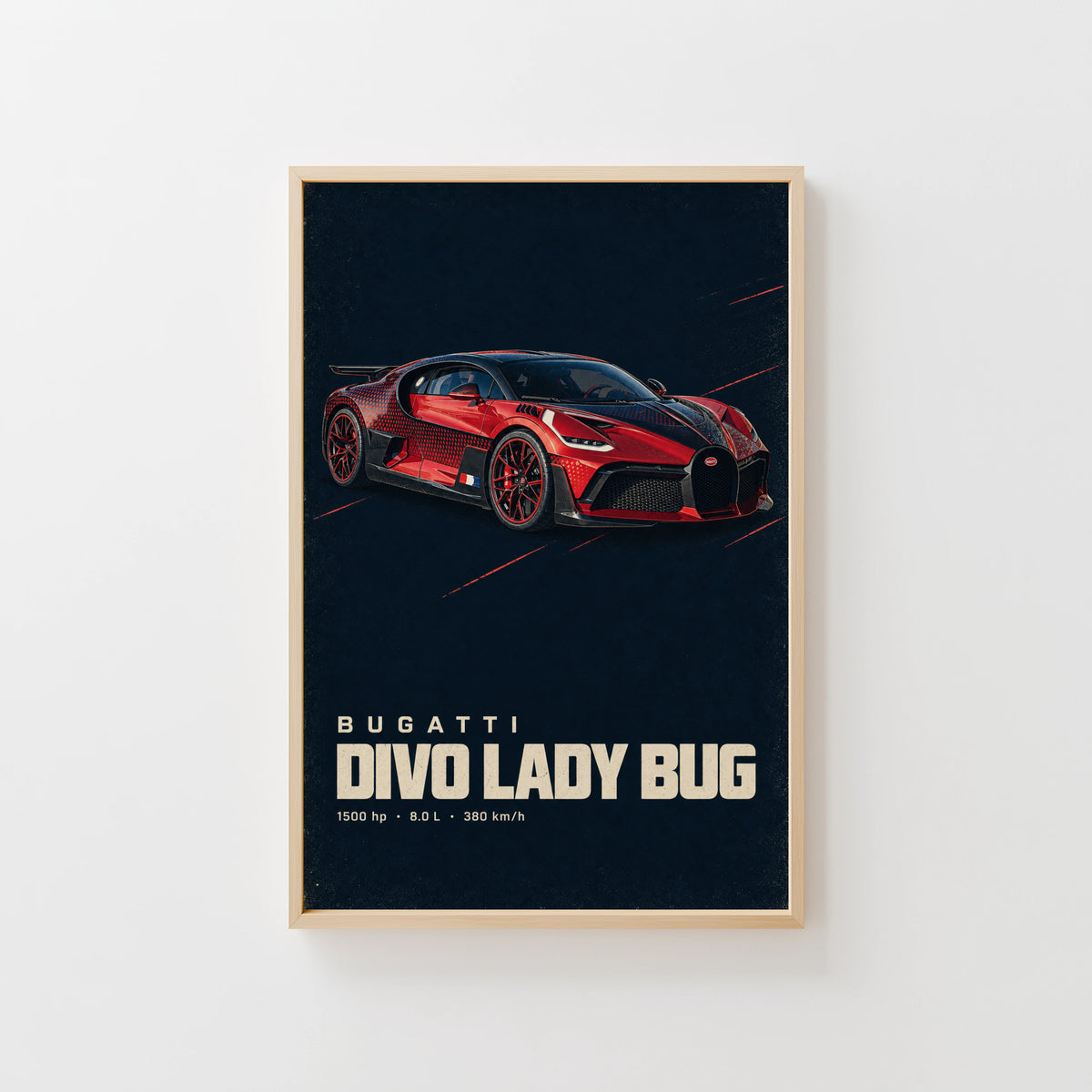 Vintage Bugatti Divo Print, Supercar Wall Art