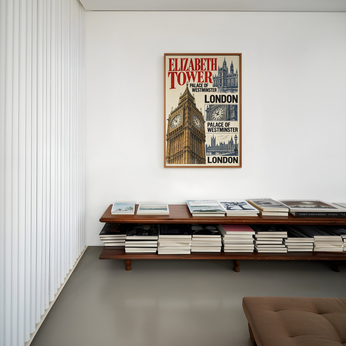 Vintage Elizabeth Tower Poster, London Wall Art