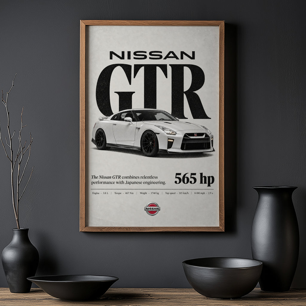 Vintage Nissan GTR Print, Car Poster, Garage Wall Art