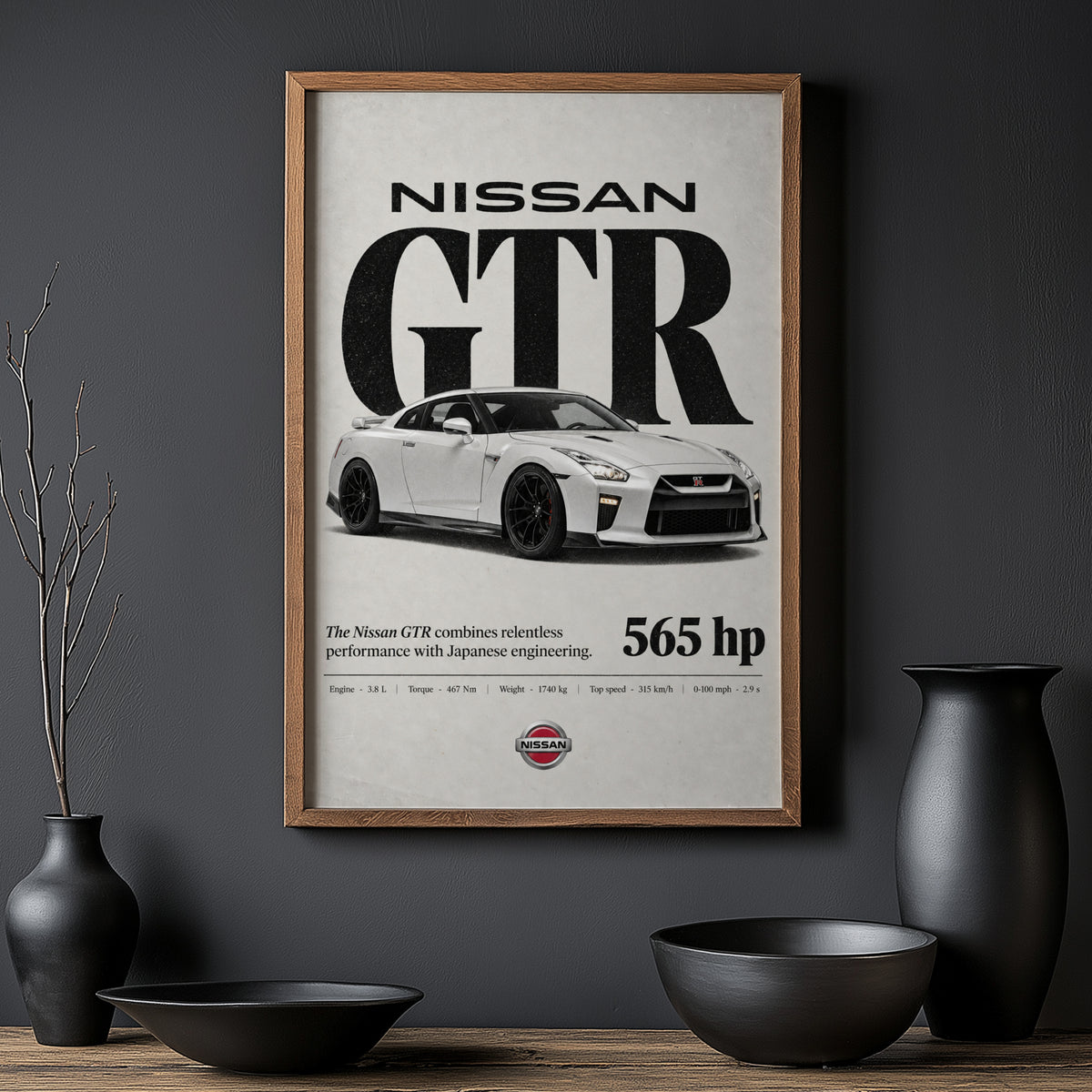 Vintage Nissan GTR Print, Car Poster, Garage Wall Art