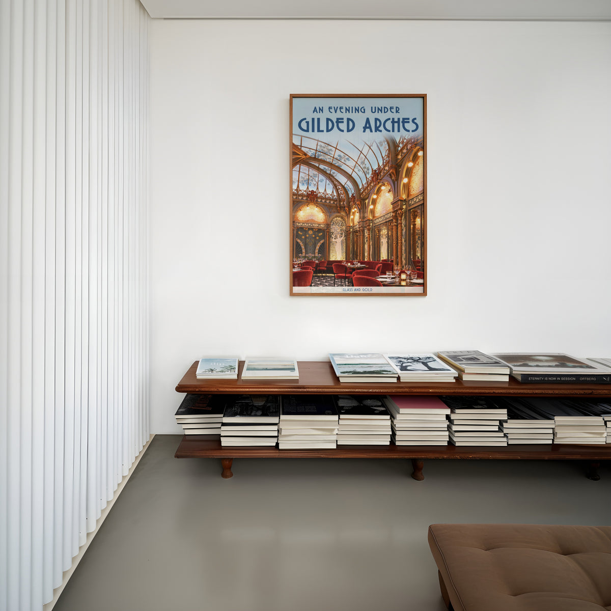 Vintage Art Deco Restaurant Poster, Gilded Arches Wall Art