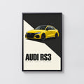 Vintage Audi RS3 Print, Yellow Car Wall Art
