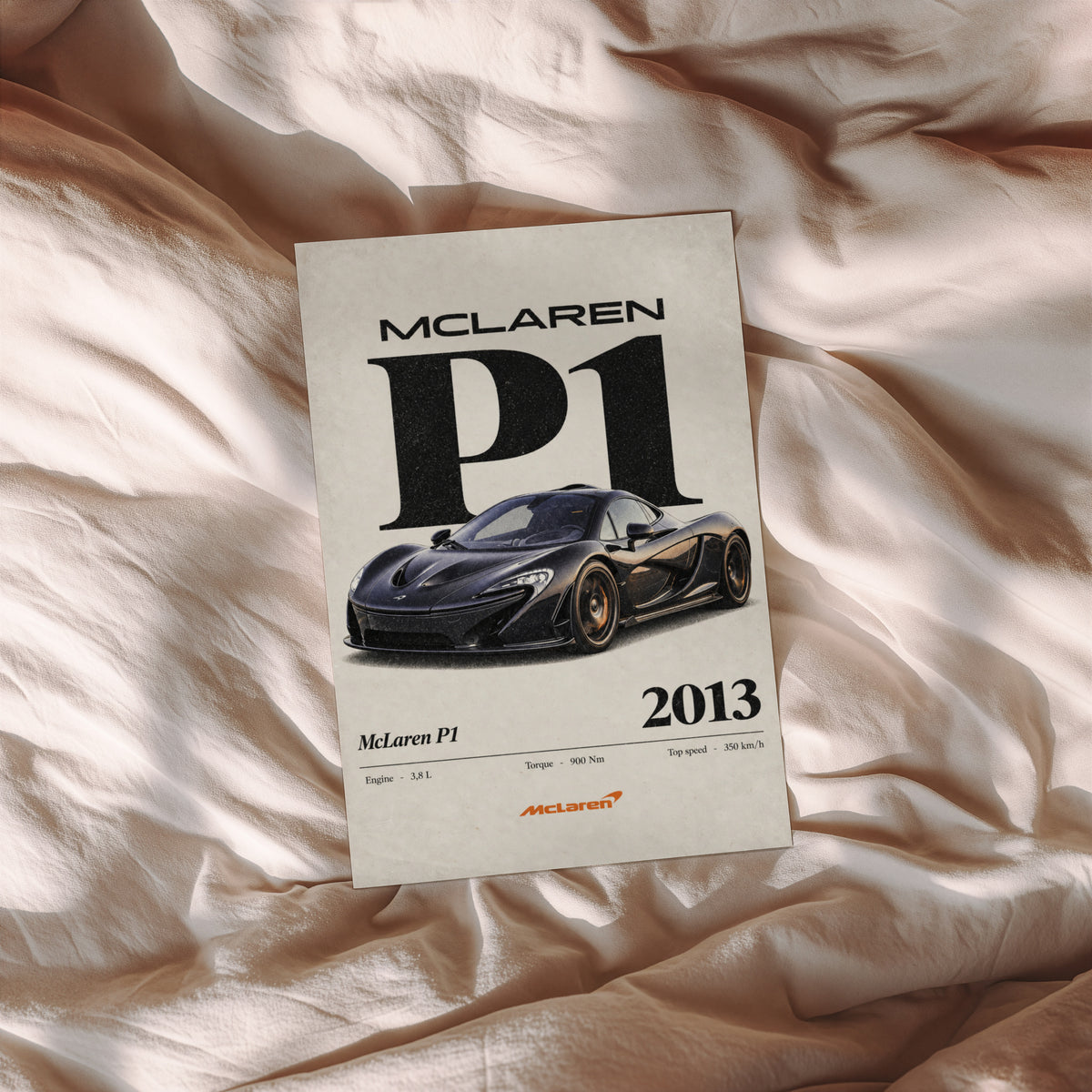 Vintage McLaren P1 Print, Supercar Wall Art