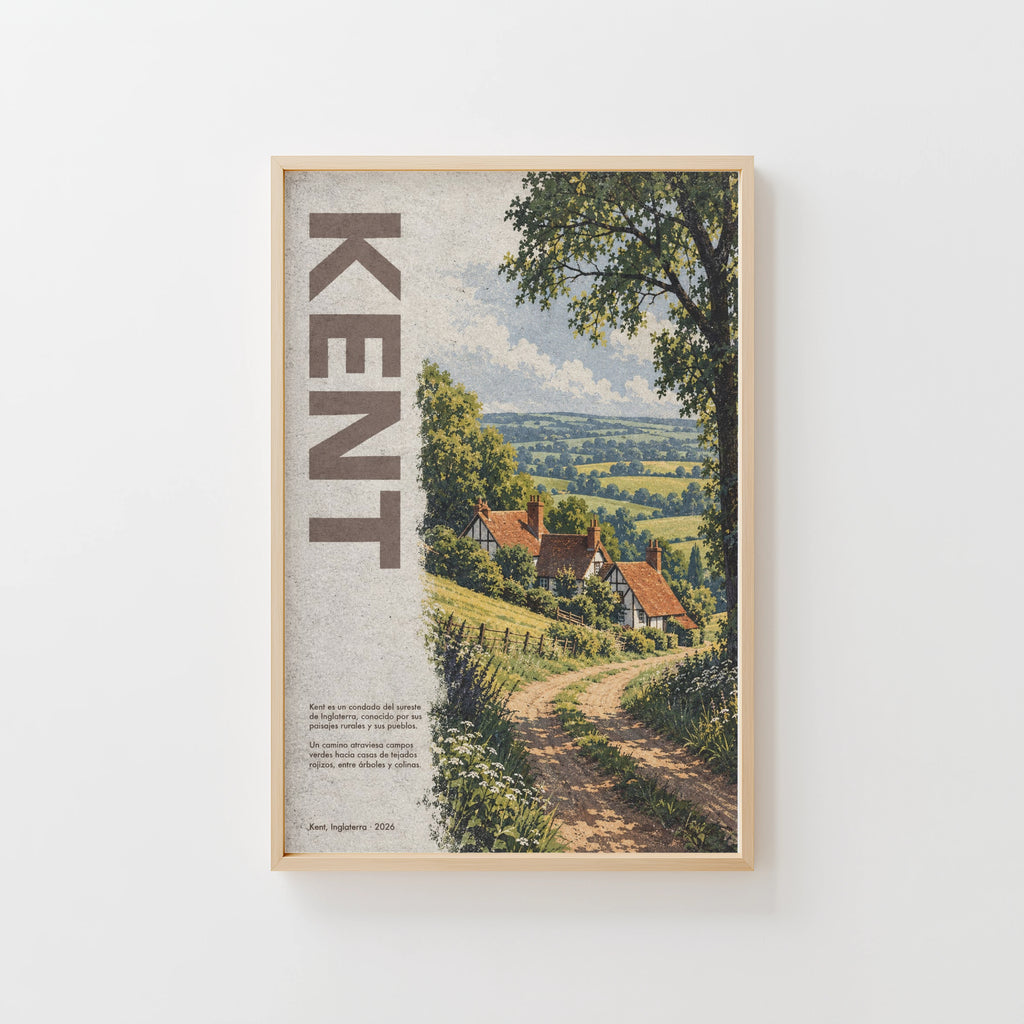 Vintage Kent Poster, English Countryside Wall Art, Print
