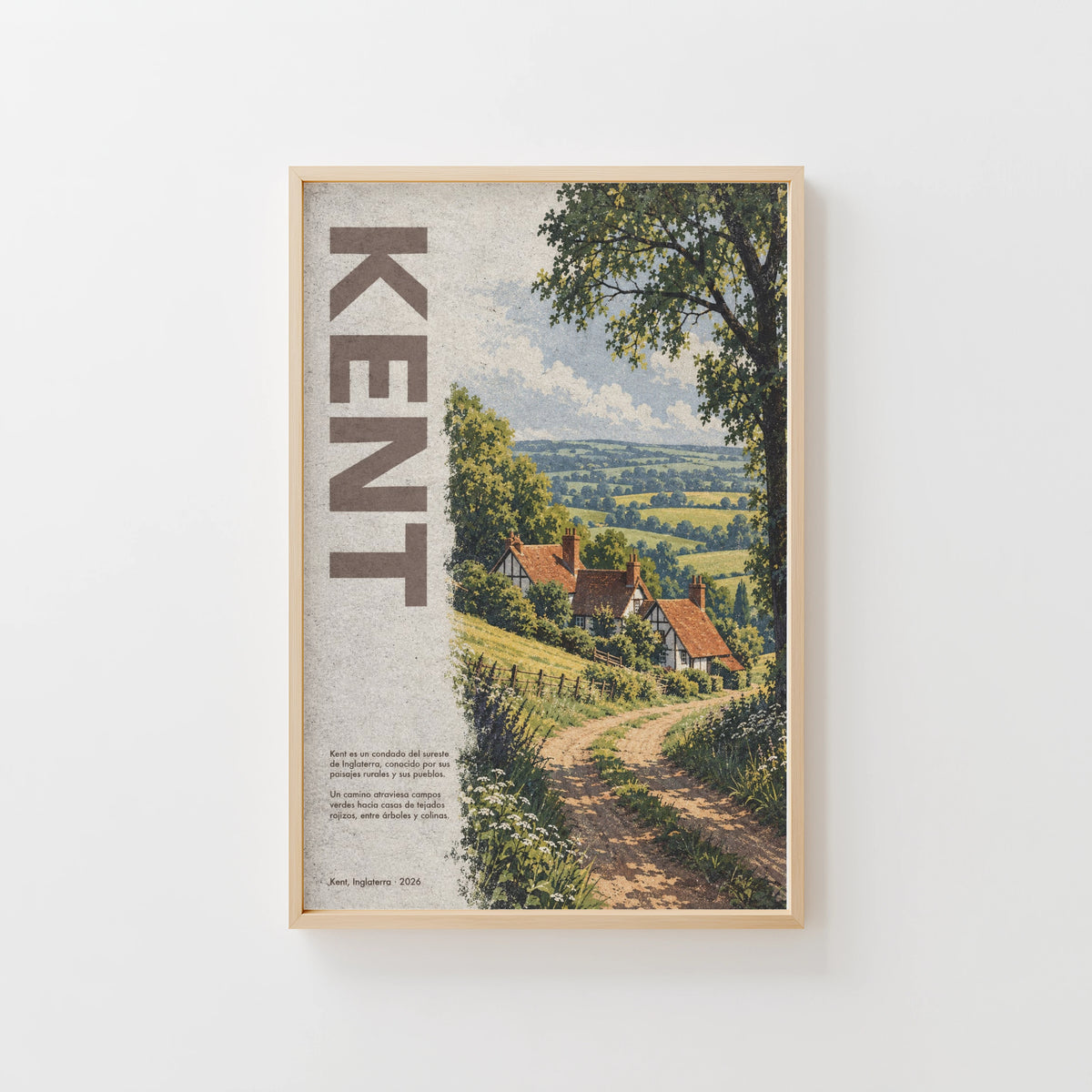 Vintage Kent Poster, English Countryside Wall Art, Print