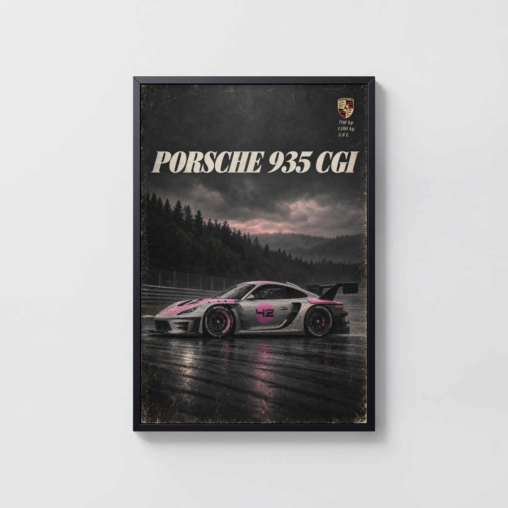 Vintage Porsche 935 Racing Car Print, Wall Art