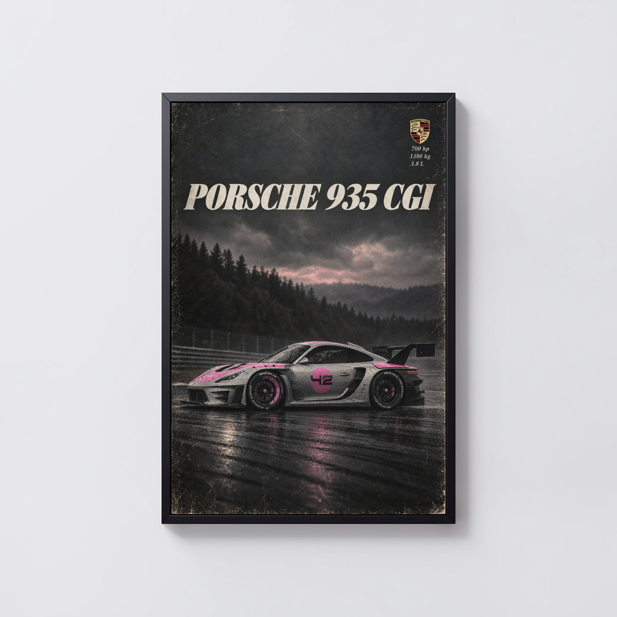 Vintage Porsche 935 Racing Car Print, Wall Art