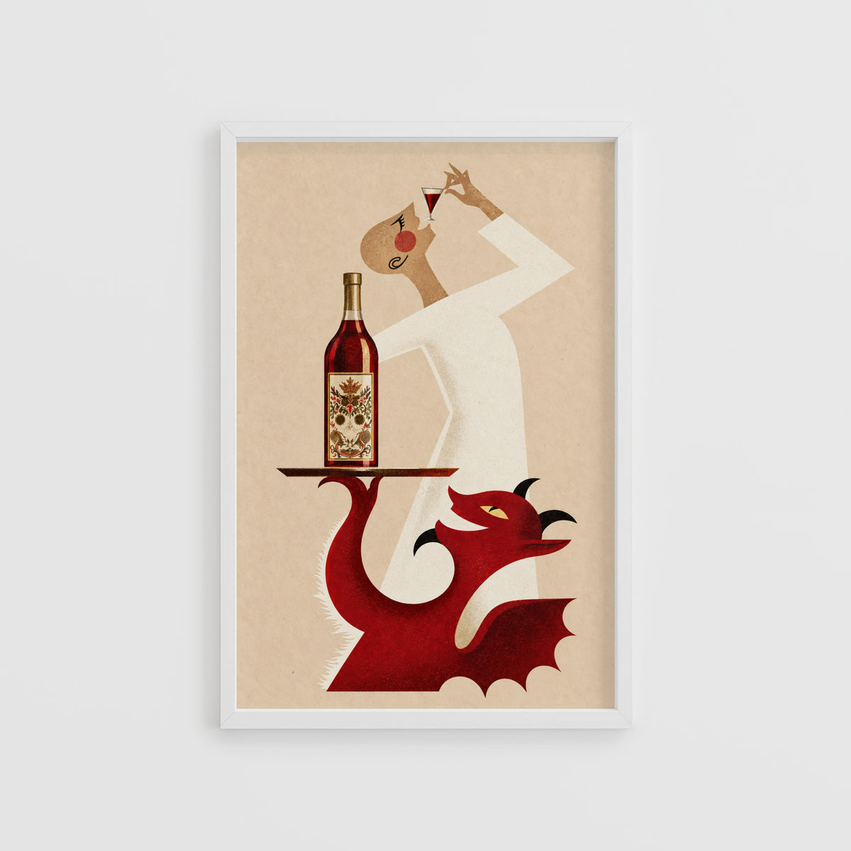Vintage Vermouth Print Poster, Red Devil Cocktail Wall Art