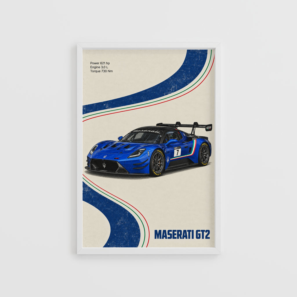 Vintage Maserati GT2 Race Car Print, Italian Racing