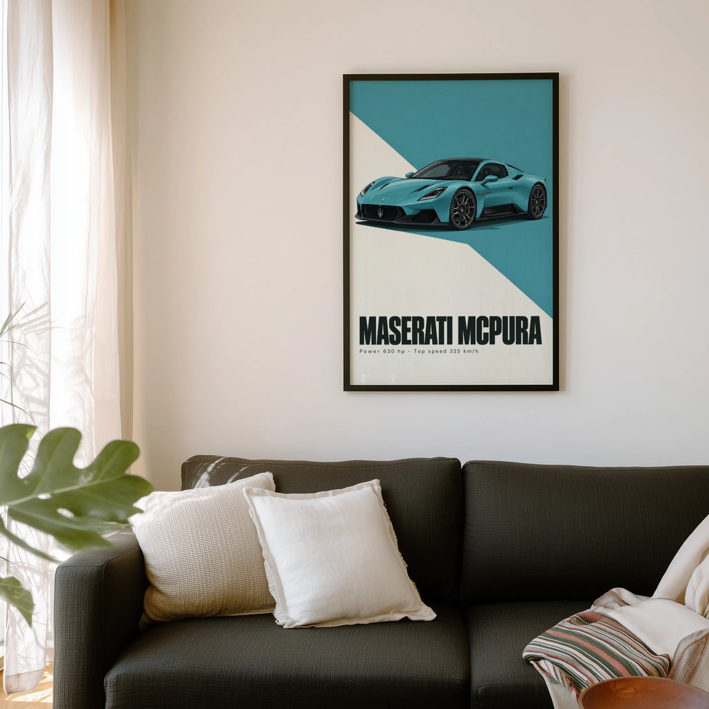 Vintage Maserati MCPura Print, Car Wall Art