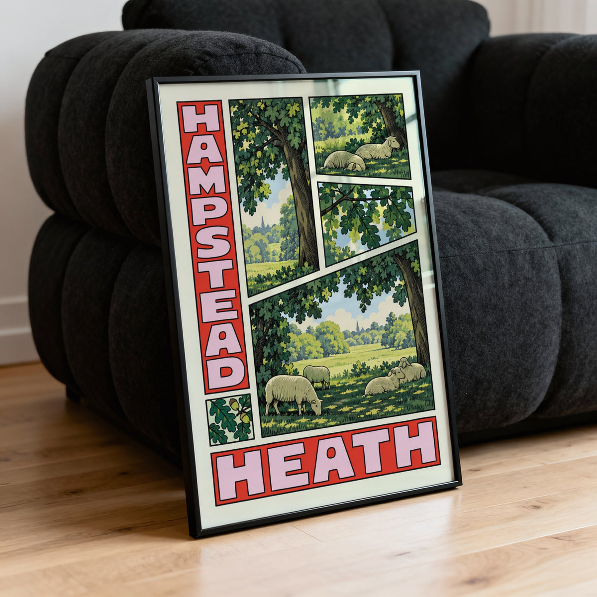 Vintage Hampstead Heath Poster, London Wall Art, Sheep Print