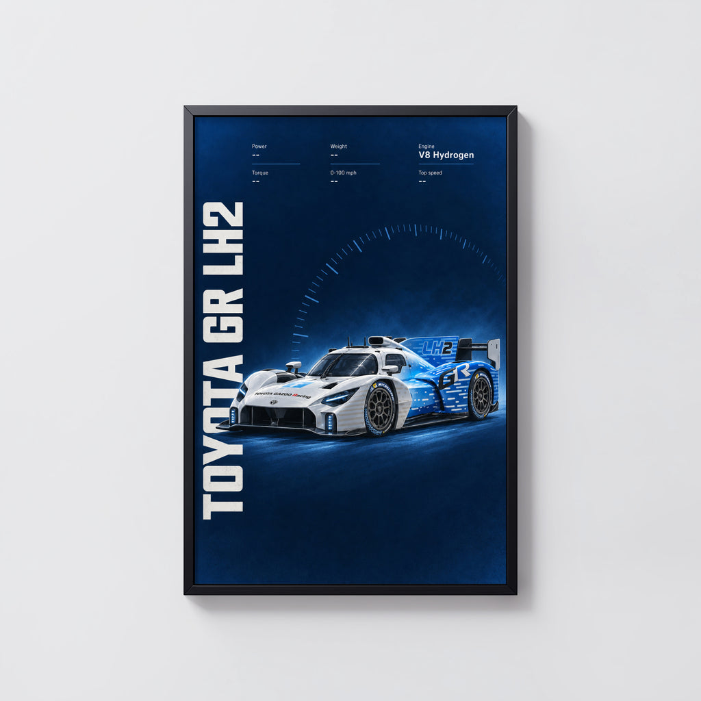 Vintage Toyota GR LH2 Print, Hydrogen Race Car Art