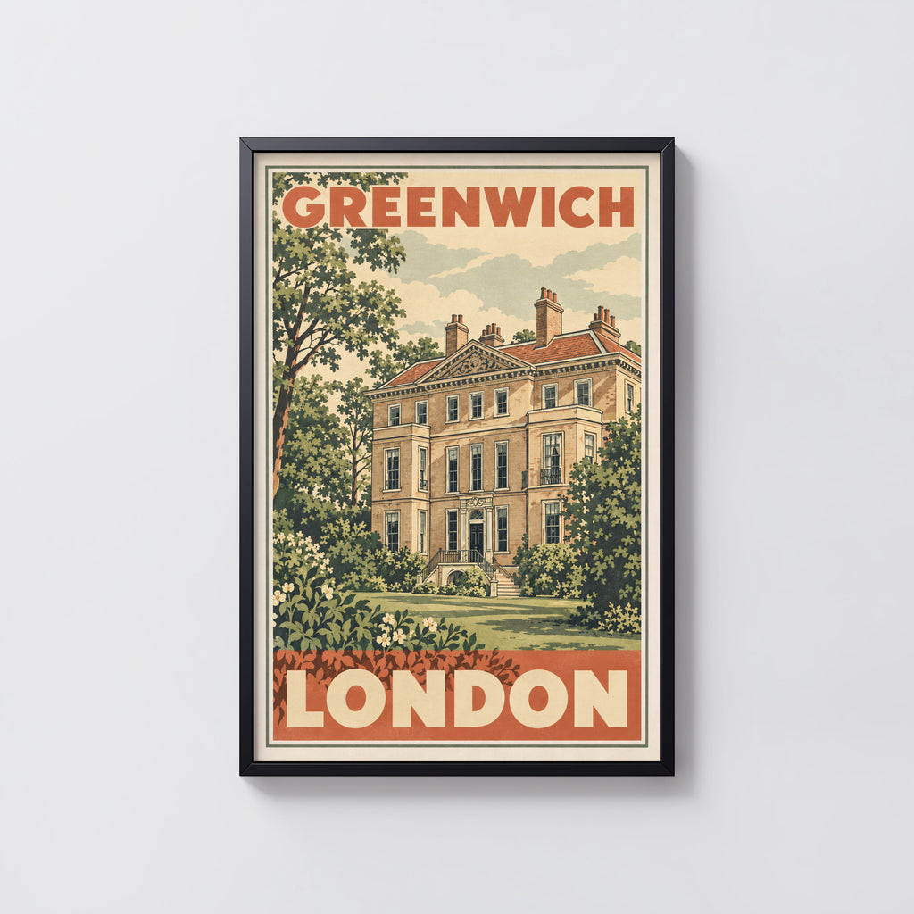 Vintage Greenwich London Poster, Georgian House Print