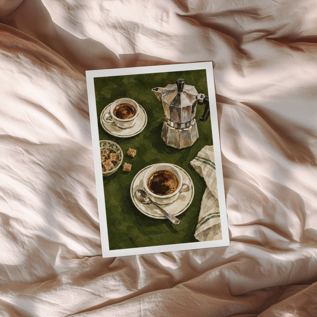 Vintage Coffee Print and Poster, Moka Pot Wall Art