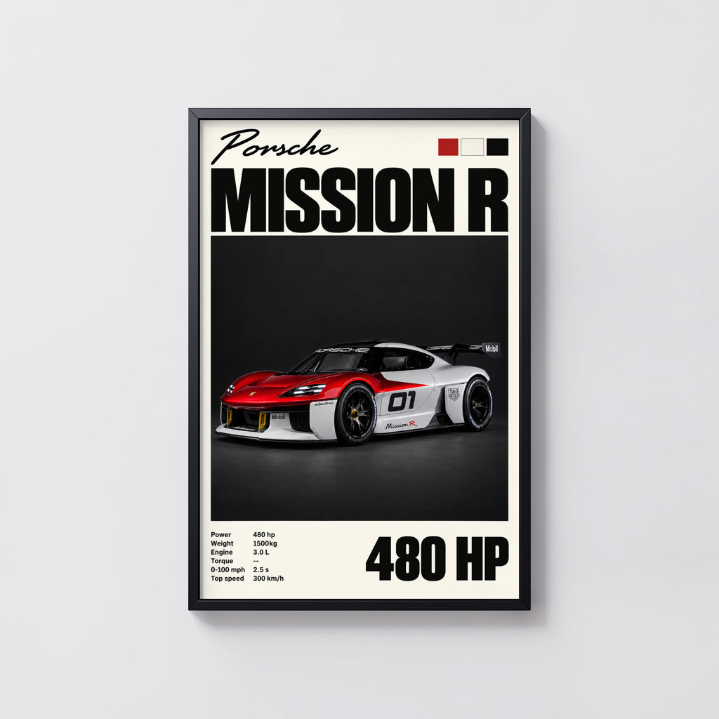 Vintage Print, Porsche Mission R, Car Wall Art