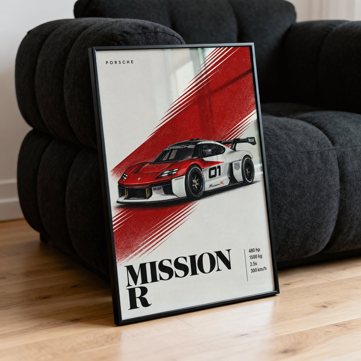 Vintage Porsche Mission R Print, Car Wall Art