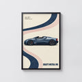 Vintage Bugatti Mistral W16 Print, Car Wall Art