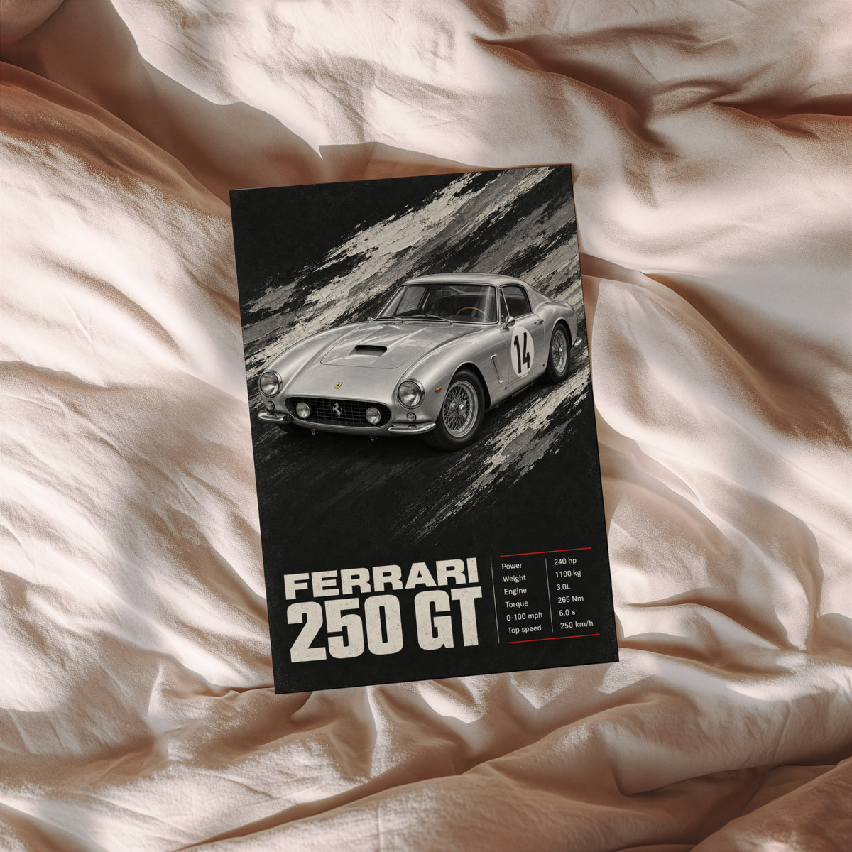 Vintage Ferrari 250 GT Print, Car Wall Art
