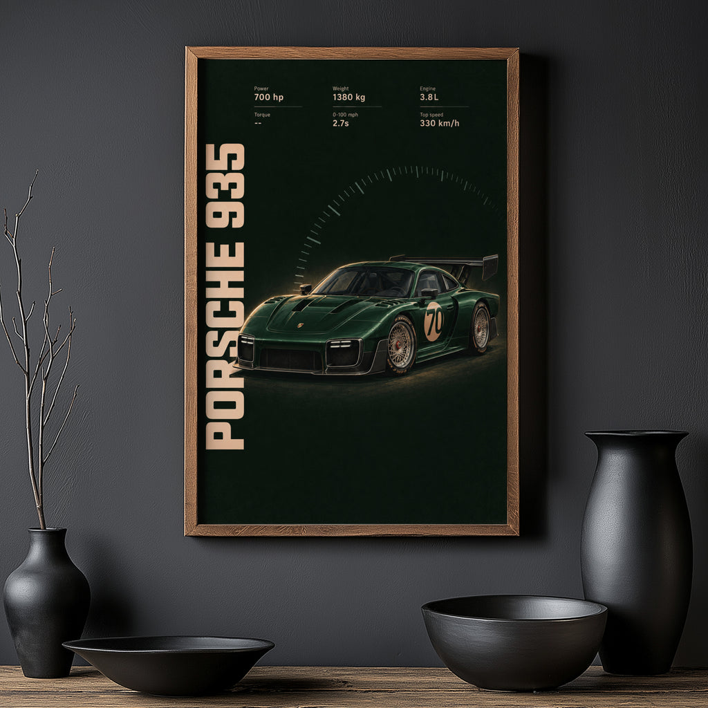 Vintage Porsche 935 Print, Racing Car Wall Art